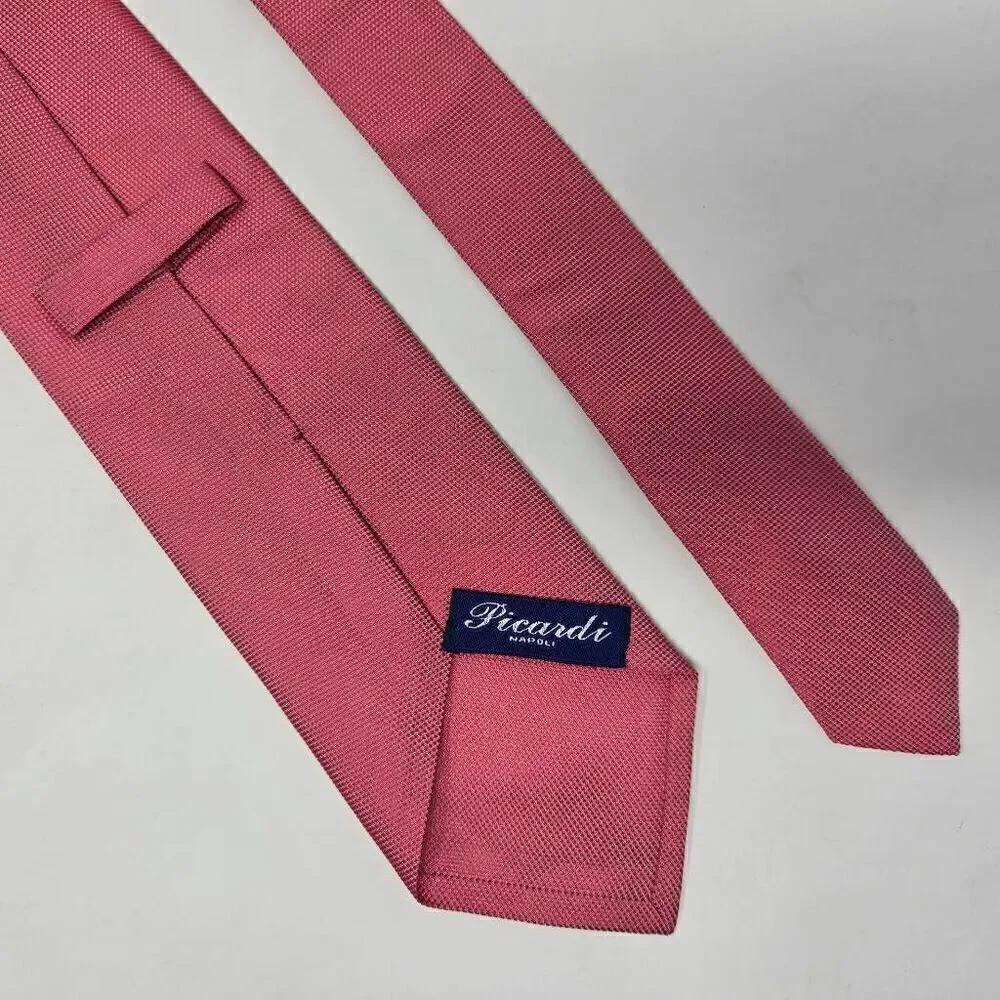 PICARDI NAPOLI SILK TIE RED SATIN COLOR SHIFT MICRO DOT PATTERN 4
